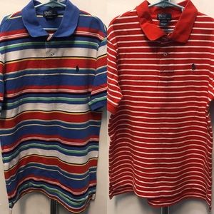 2-Polo RL Striped Polo Shirts Bundle - Size 14-16
